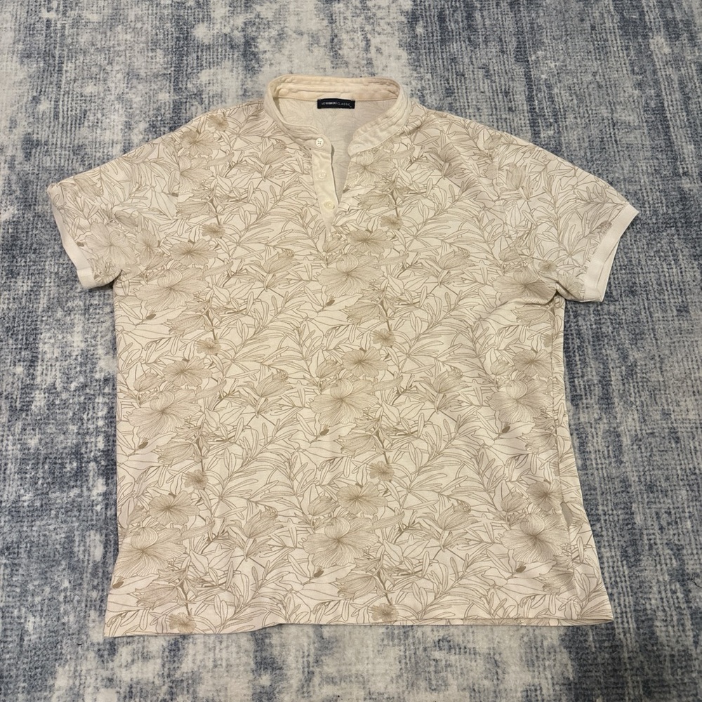 Men's Beige Patterned Polo Shirt